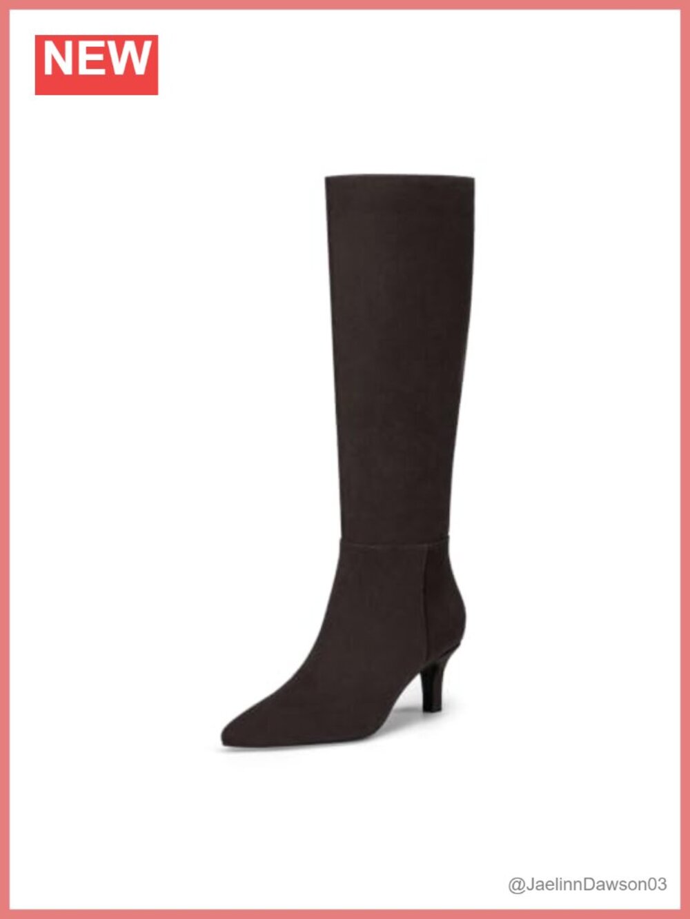 Knee High Boots Women Kitten Heel Faux Suede Fall Tall Boots with Side Zipper